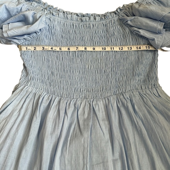 NWT Altar’d State Camilla Smocked Blue Mini Dress Sz Large - Picture 6 of 7